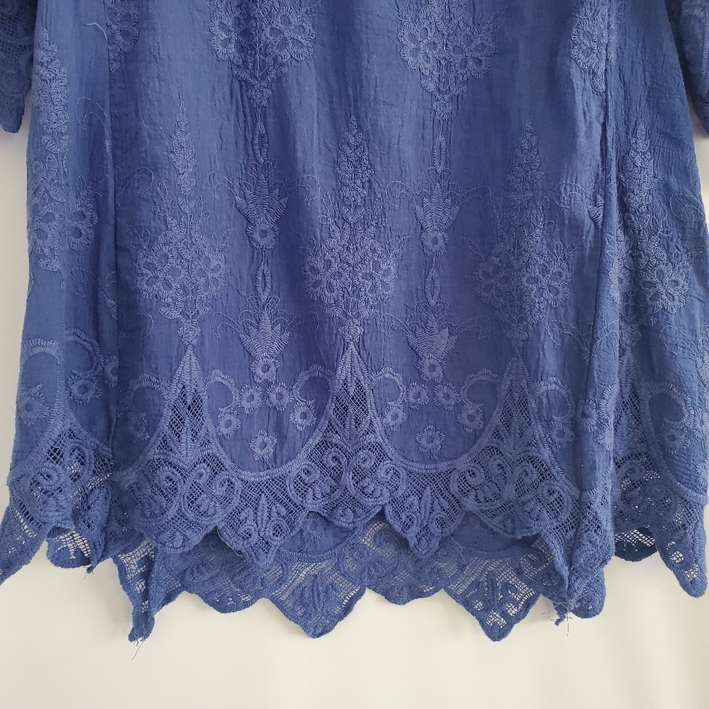Soft Surroundings NWT Size M Mon Cherie tunic cadet blue Missy lace blouse - Picture 5 of 12